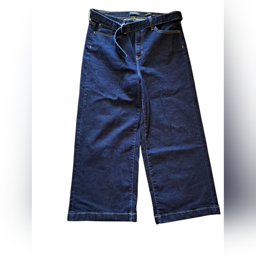 Banana Republic Hi Rise Wide Crop Jeans W Denim Belt 32